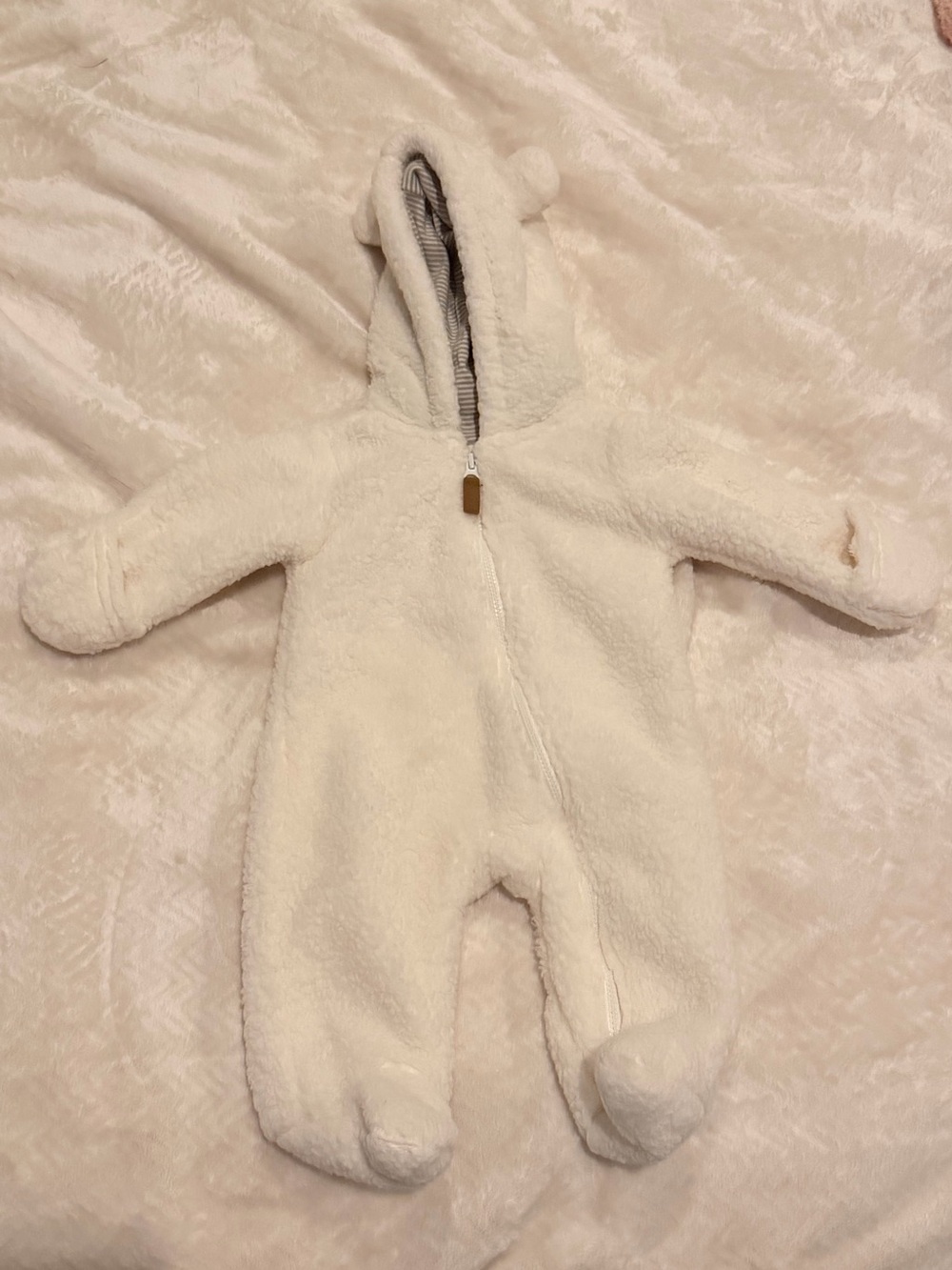 Carter's Cream Sherpa Hooded Baby Footed One-Piece